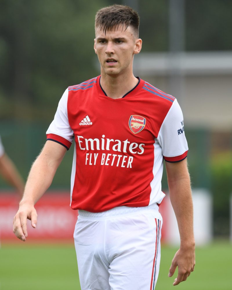 Kieran Tierney in a pre-season friendly with Arsenal (Photo via Arsenal on Twitter)