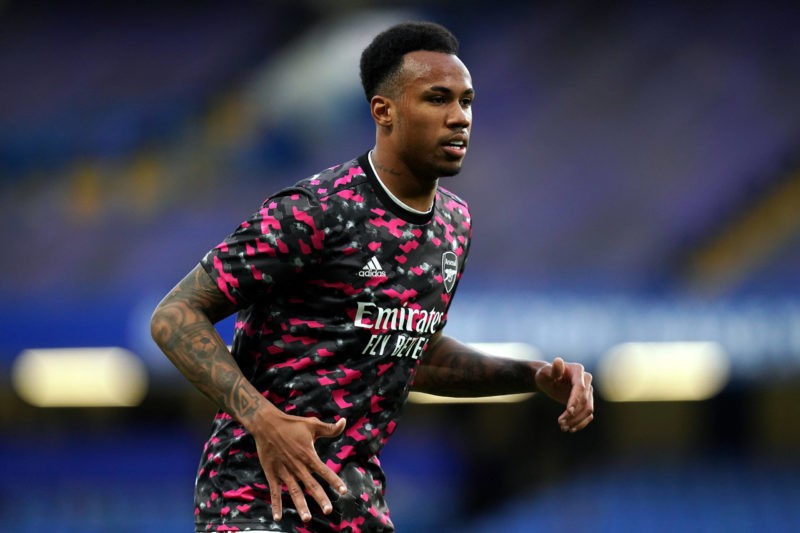 Chelsea v Arsenal - Premier League - Stamford Bridge Arsenal s Gabriel Magalhaes warms up before the Premier League match at Stamford Bridge, Londo...