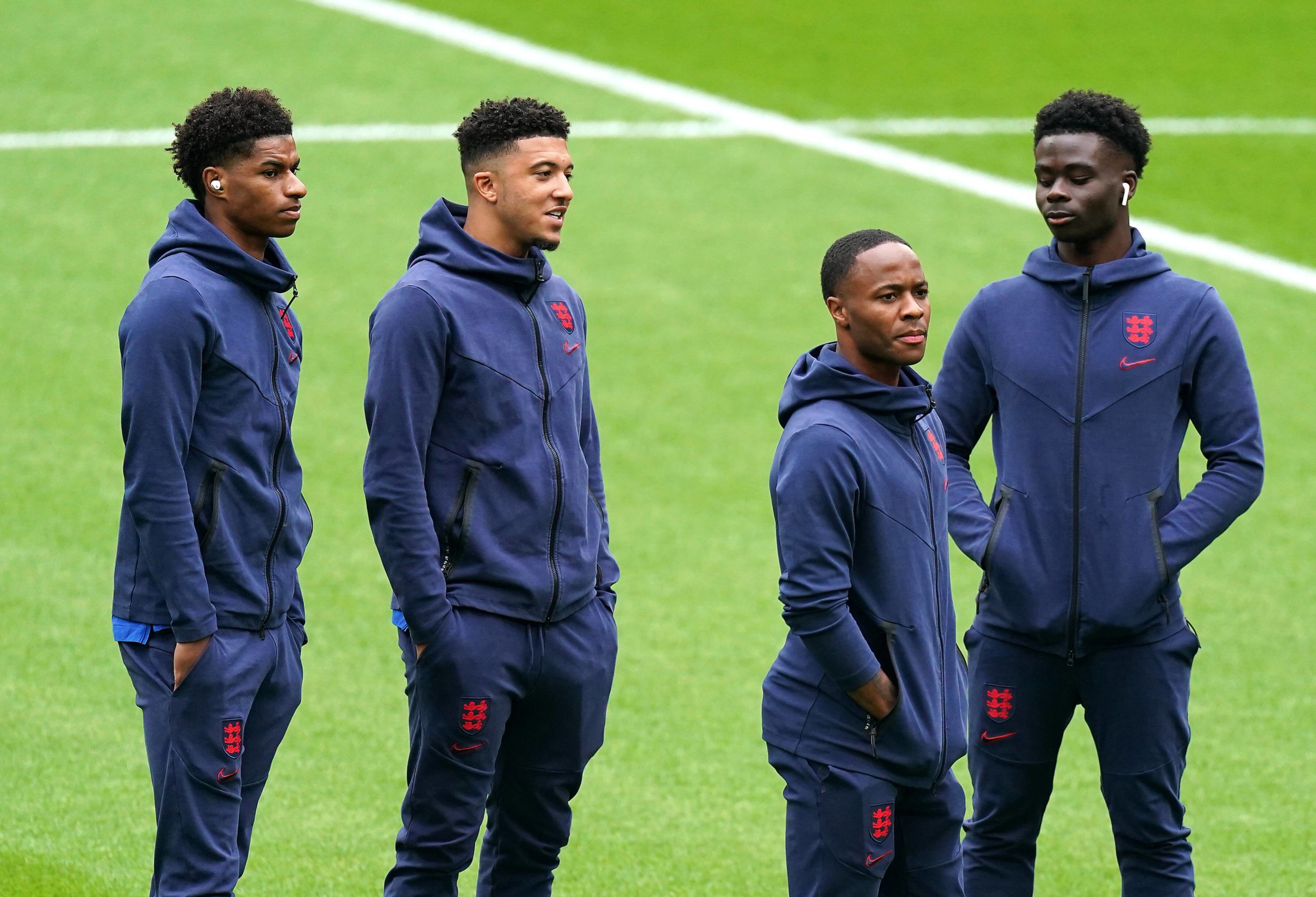 England Players Receive Racist Abuse file photo File photo dated 29-06-2021 of England s Marcus Rashford, Jadon Sancho, Raheem Sterling, and Bukayo...