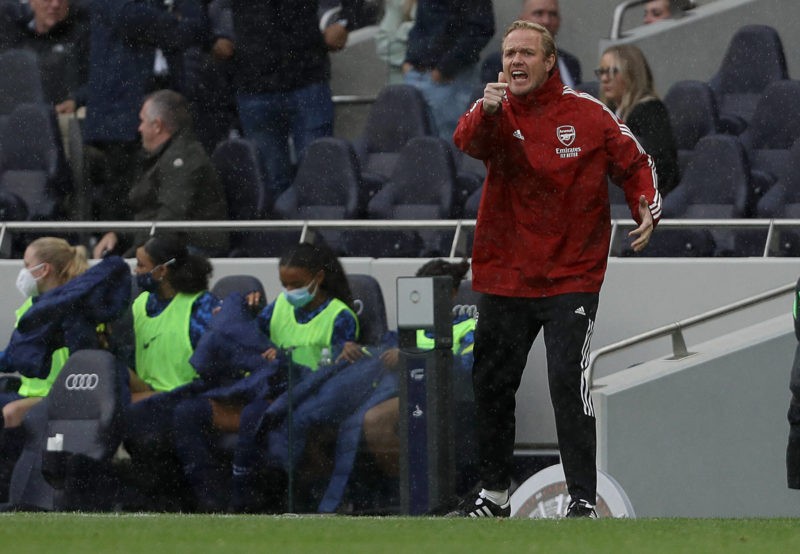 London, England, 8th August 2021. Jonas Eidevall, Arsenal Head coach during the Pre Season Friendly match at the Tottenham Hotspur Stadium, London....