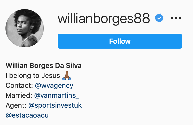 Willian Instagram bio