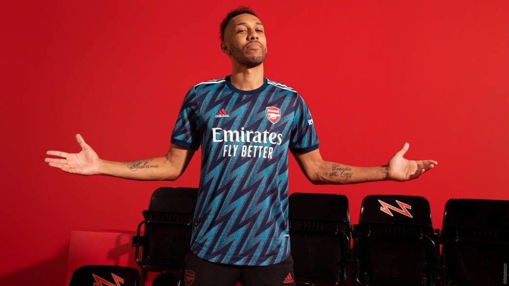 Pierre-Emerick Aubameyang to miss Brentford vs Arsenal 2 Pierre-Emerick Aubameyang modelling the new Arsenal third kit for 2021/22 (Photo via Arsenal.com)