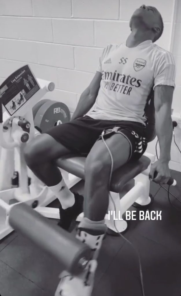 Arsenal 21yo pictured wearing protective boot 2 George Lewis wearing a protective boot on his Instagram story