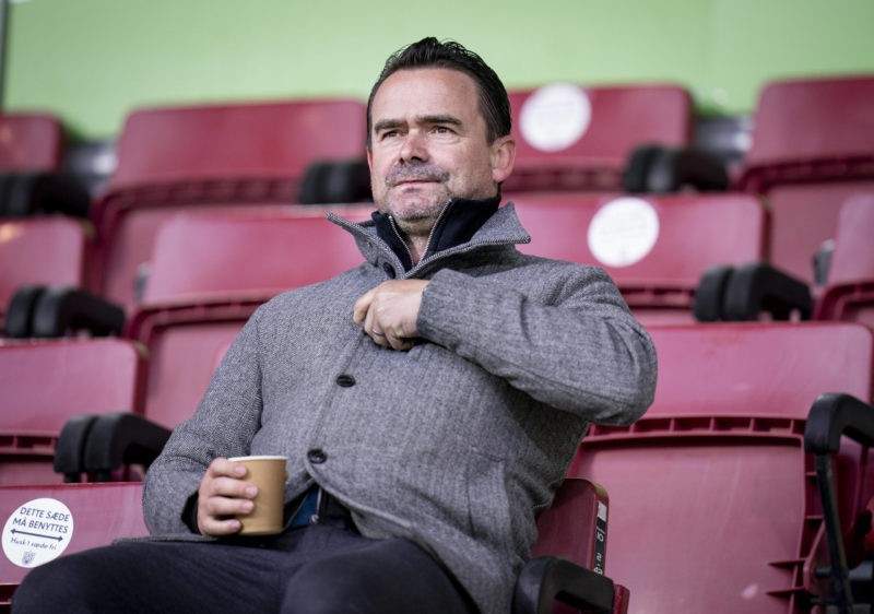 Marc Overmars from Ajax in the stands during the super league match between FC Nordsjaelland and FC Koebenhavn at Farum Park, Monday 10 May 2021, Copenhagen Denmark Copyright: Ritzau/Scanpix Liselotte Sabroe