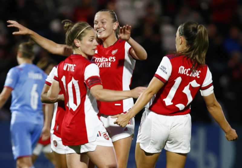 Arsenal Women v Slavia Prague Women - Women s Champions League Qualifying Second Round - First Leg Kim Little of Arsenal celebrates her goal during...