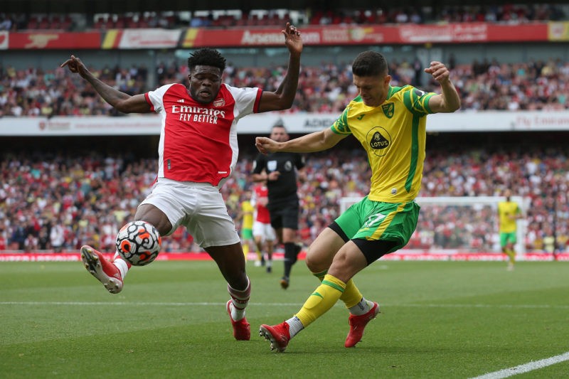 How Thomas helped Arsenal get their Partey started: Arsenal tactics 2 Arsenal v Norwich City Premier League Thomas Partey of Arsenal blocks a cross from Milot Rashica of Norwich during the Premier League match at the Emirates Stadium, London Copyright: Paul Chesterton