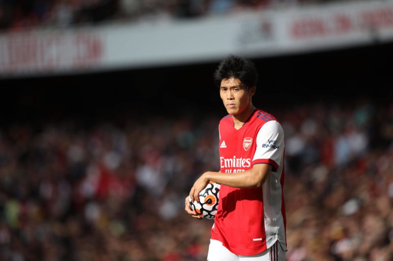 Ready to sell Pepe, Martinelli's father speaks and new Kroenke purchase 10 Takehiro Tomiyasu A at the EPL match Arsenal v Norwich City, at the Emirates Stadium, London, UK on 11th September, 2021.