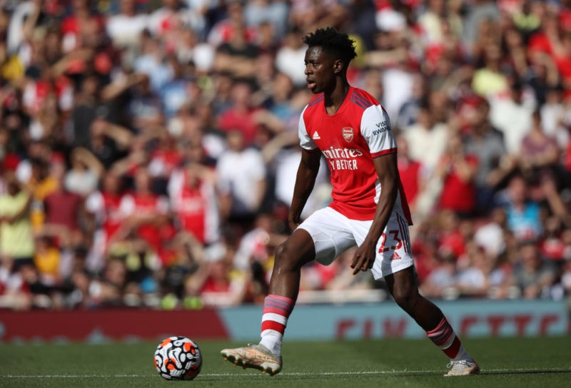 Albert Sambi Lokonga A at the EPL match Arsenal v Norwich City, at the Emirates Stadium, London, UK on 11th September, 2021.