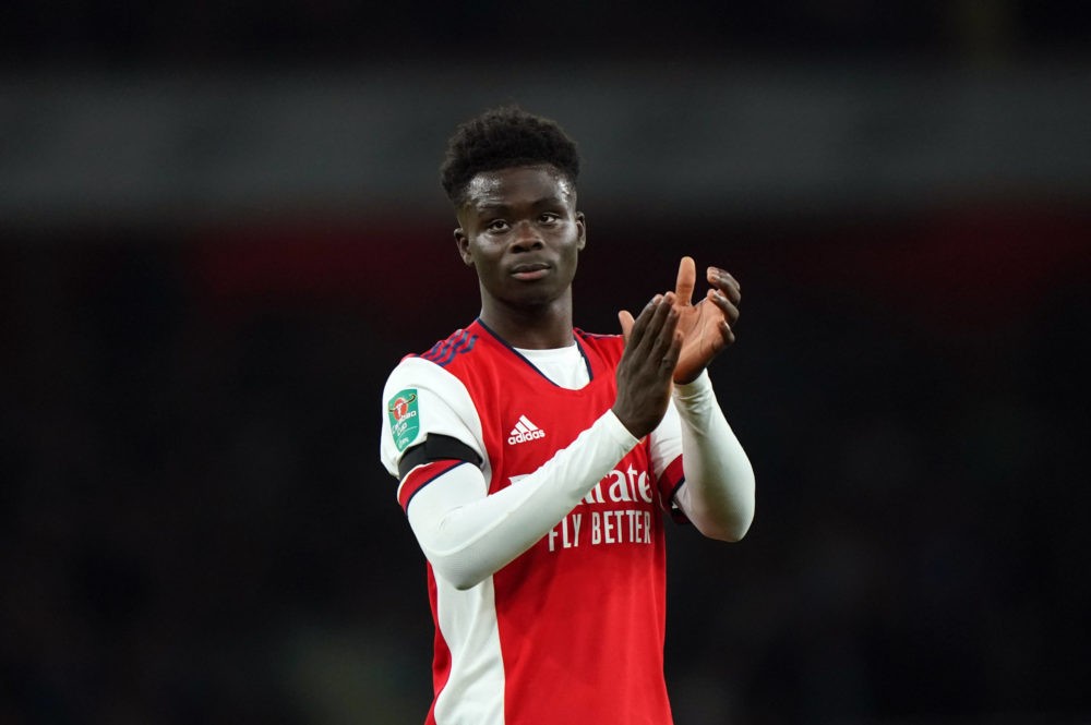Arsenal in weird injury situation ahead of Tottenham showdown 2 Arsenal v AFC Wimbledon - Arsenal's Bukayo Saka applauds the fans after the Carabao Cup third-round match at the Emirates Stadium, London. Picture date: Wednesday, September 22, 2021. Copyright: Tim Goode