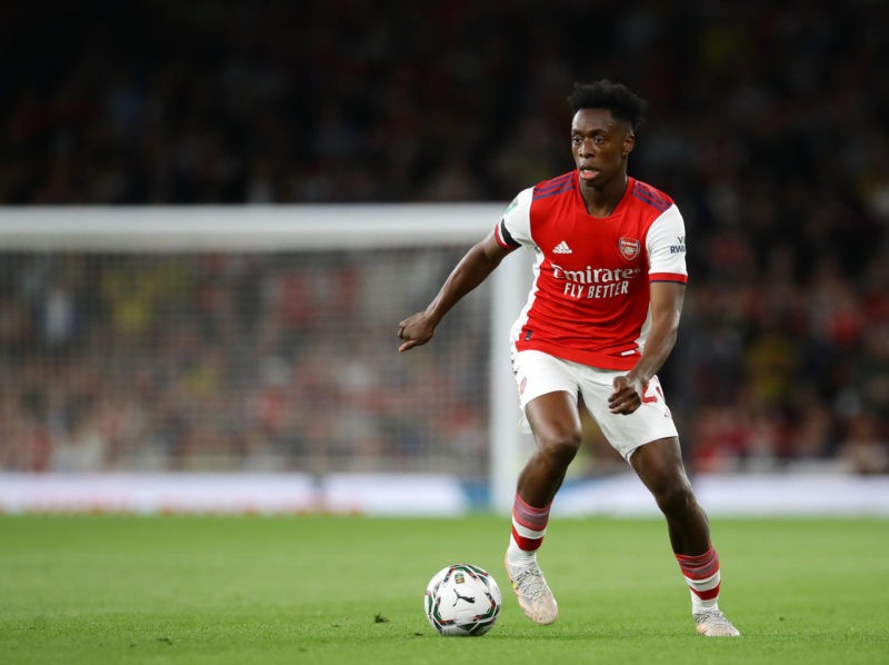 London, England, 22nd September 2021. Albert Sambi Lokonga of Arsenal during the Carabao Cup match at the Emirates Stadium, London. Picture credit ...