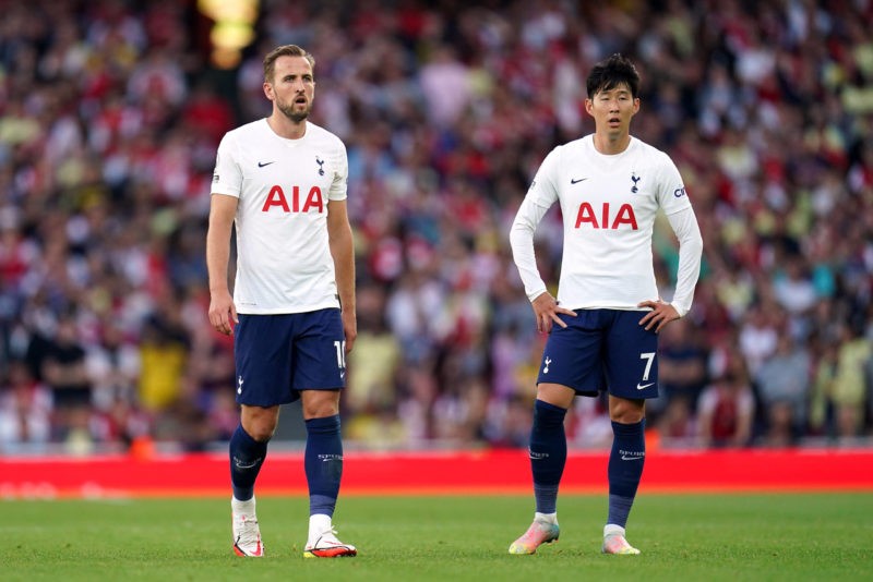 Arsenal v Tottenham Hotspur - Premier League - Emirates Stadium Tottenham Hotspur s Harry Kane left and Son Heung-min appear dejected during the Pr...