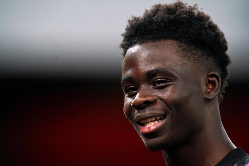 Arsenal v Tottenham Hotspur - Premier League - Emirates Stadium Arsenal s Bukayo Saka is interviewed after the Premier League match at the Emirates...