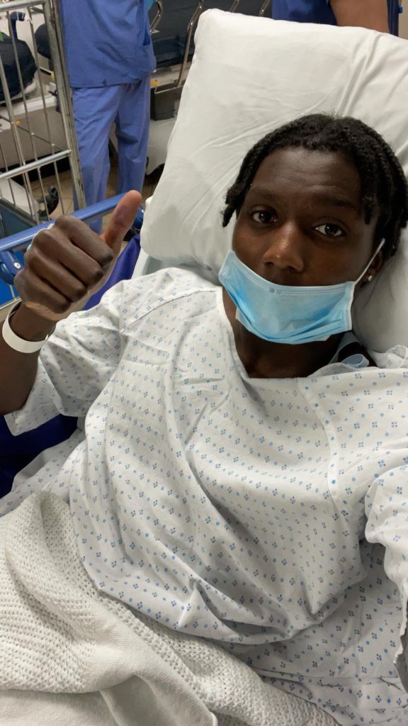 Brooke Norton-Cuffy after successful surgery (Photo via Norton-Cuffy on Twitter)