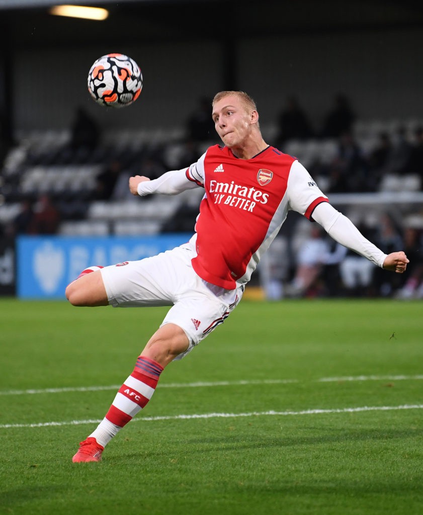 Mika Biereth with the Arsenal u23s (Photo via Arsenal Academy on Twitter)