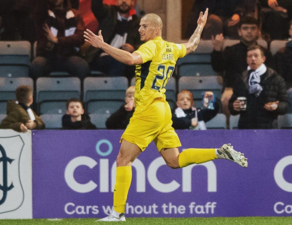 Harry Clarke celebrating his goal for Ross County (Photo via Clarke on Twitter)