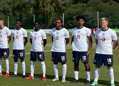 Josh Robinson (12) with the England u18s (Photo via England Football)