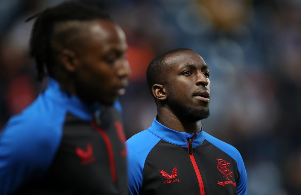 GLASGOW, SCOTLAND: Glen Kamara of Rangers looks on as he warms up prior to the UEFA Europa League group A match between Rangers FC and Olympique Ly...
