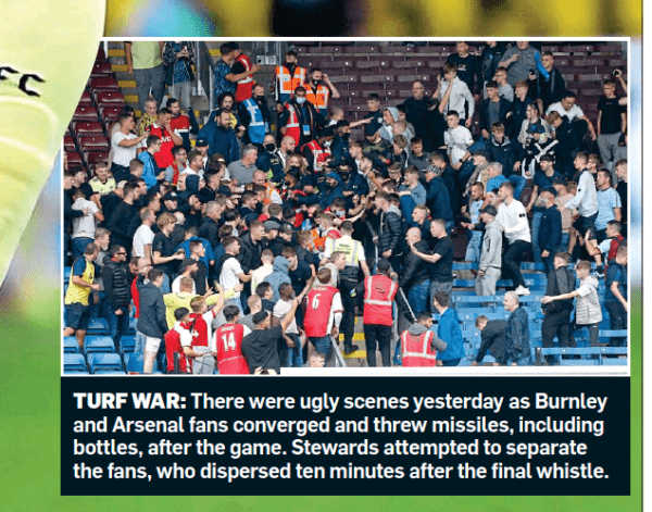 Police seeking fans from Burnley vs Arsenal match 5 Crowd trouble at Turf Moor