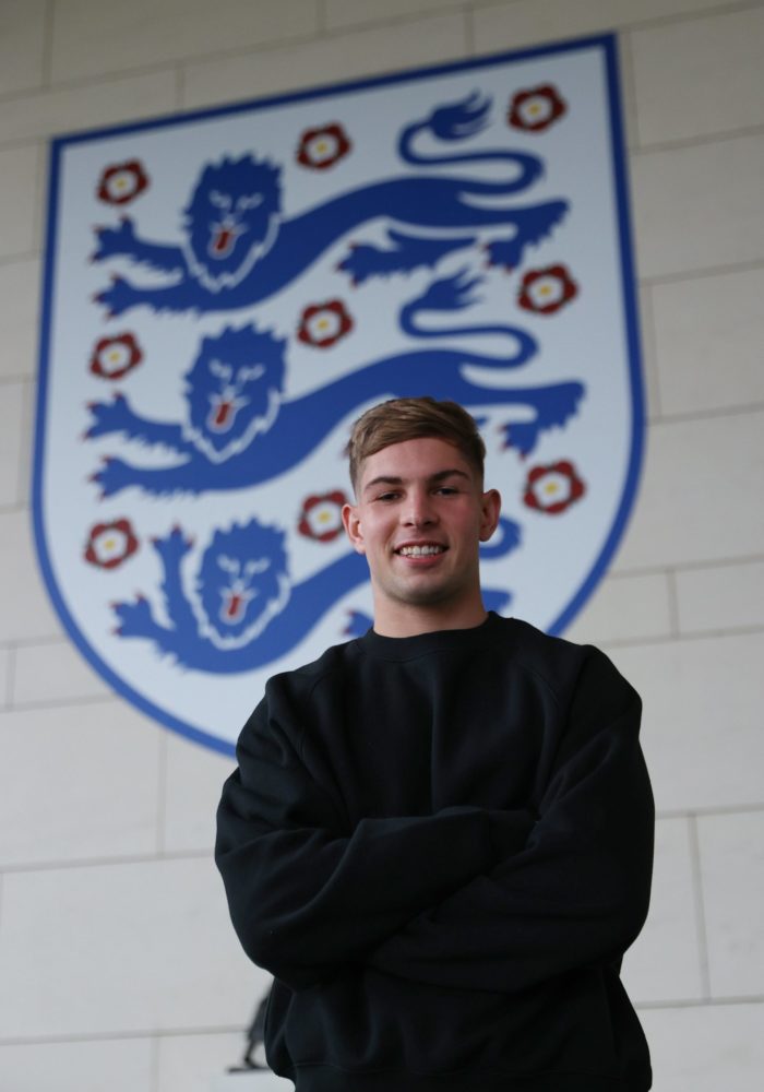 Emile Smith Rowe on England duty (Photo via England on Twitter)