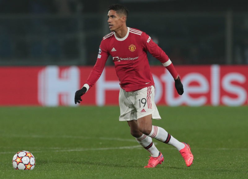 3 Arsenal awards, injury updates, jail + more: Arsenal news roundup 5 BERGAMO, ITALY - NOVEMBER 02: Raphael Varane of Manchester United in action during the UEFA Champions League group F match between Atalanta and Manchester United at Gewiss Stadium on November 02, 2021 in Bergamo, Italy. (Photo by Emilio Andreoli/Getty Images)
