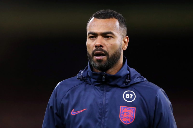 BURNLEY, ENGLAND - NOVEMBER 11: Ashley Cole, Coach of England looks on prior to the UEFA European Under-21 Championship Qualifier match between Eng...