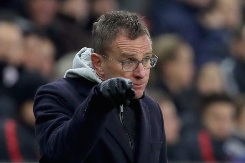 SALZBURG, AUSTRIA - NOVEMBER 29: Ralph Rangnick, head coach of Leipzig reacts during the UEFA Europa League Group B match between RB Salzburg and R...