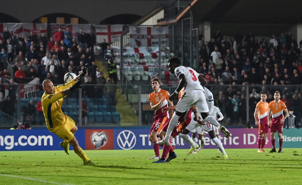 Arsenal receive 4 call-ups for England senior internationals 2 SERRAVALLE, SAN MARINO: Bukayo Saka of England scores their team's tenth goal during the 2022 FIFA World Cup Qualifier match between San Marino and England at San Marino Stadium on November 15, 2021. (Photo by Alessandro Sabattini / Getty Images)