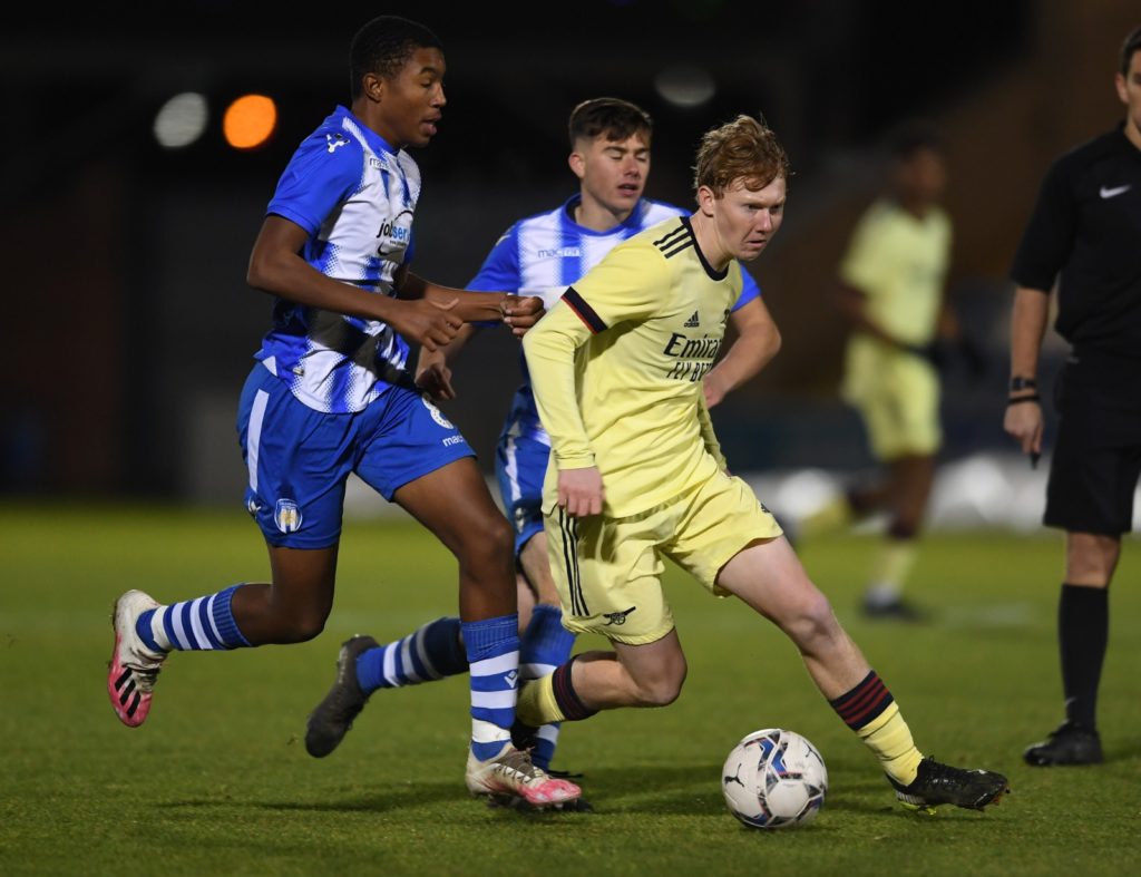 Arsenal academy suffer shock cup exit to Colchester United 2 Jack Henry-Francis playing for the Arsenal u18s (Photo via Arsenal Academy on Twitter)