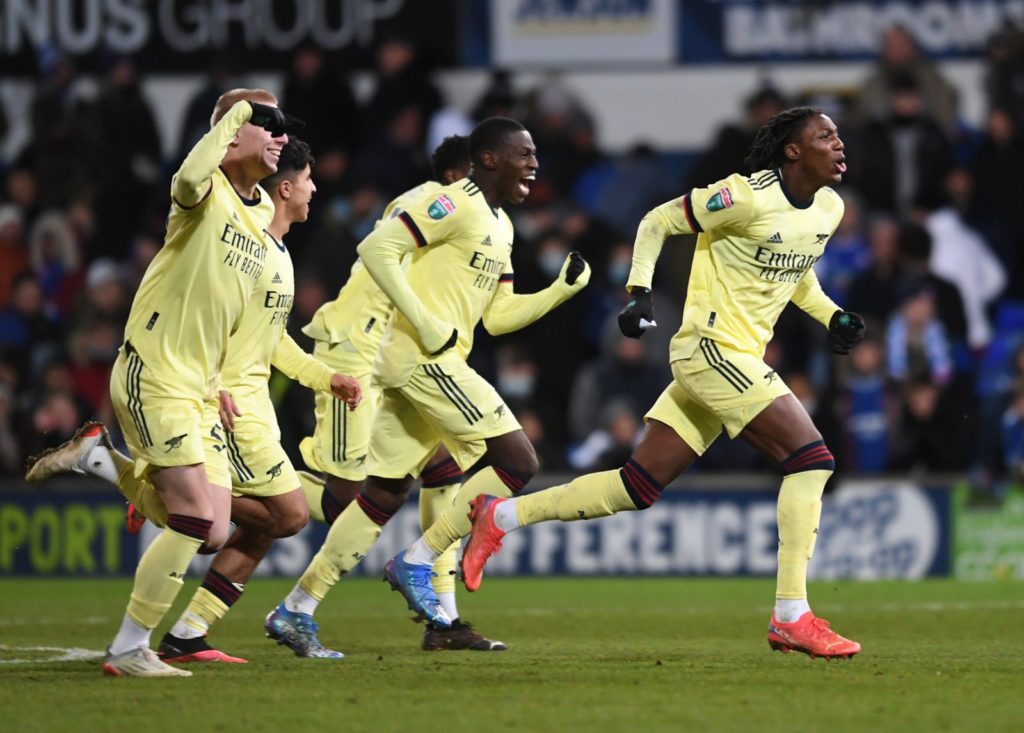 Arsenal full-back completes loan move 3 The Arsenal u21s celebrating a win on penalties (Photo via Brooke Norton-Cuffy on Twitter)