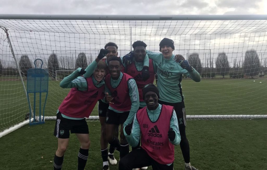 Dantouma Toure - back row, 2R - with Arsenal (Photo via Khayon Edwards on Instagram)