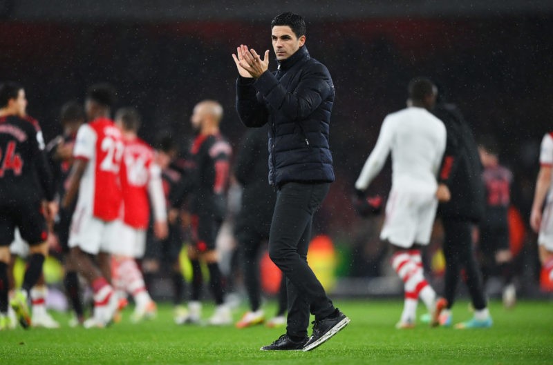 LONDON, ENGLAND - DECEMBER 11: Mikel Arteta, Manager of Arsenal applauds the fans following victory in the Premier League match between Arsenal and...