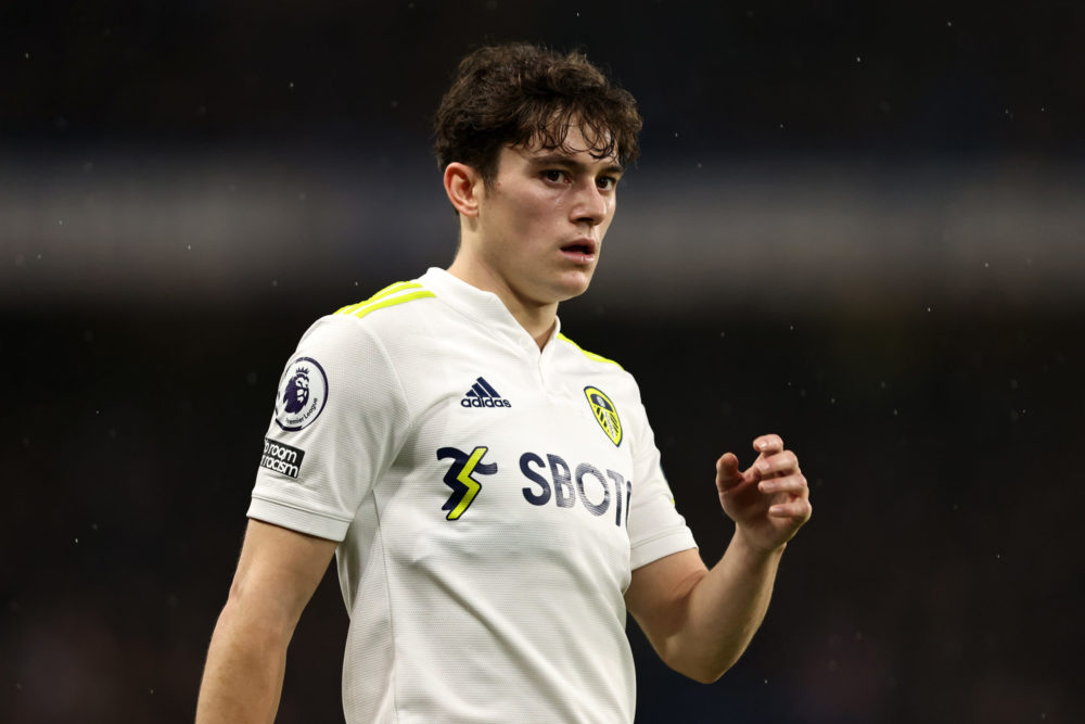 LONDON, ENGLAND: Daniel James of Leeds United during the Premier League match between Chelsea and Leeds United at Stamford Bridge on December 11, 2...