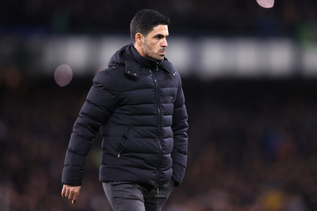 Lacazette again? How Arsenal could line up vs West Ham 2 LIVERPOOL, ENGLAND - DECEMBER 06: Mikel Arteta, Manager of Arsenal looks on following defeat in the Premier League match between Everton and Arsenal at Goodison Park on December 06, 2021 in Liverpool, England. (Photo by Naomi Baker/Getty Images)