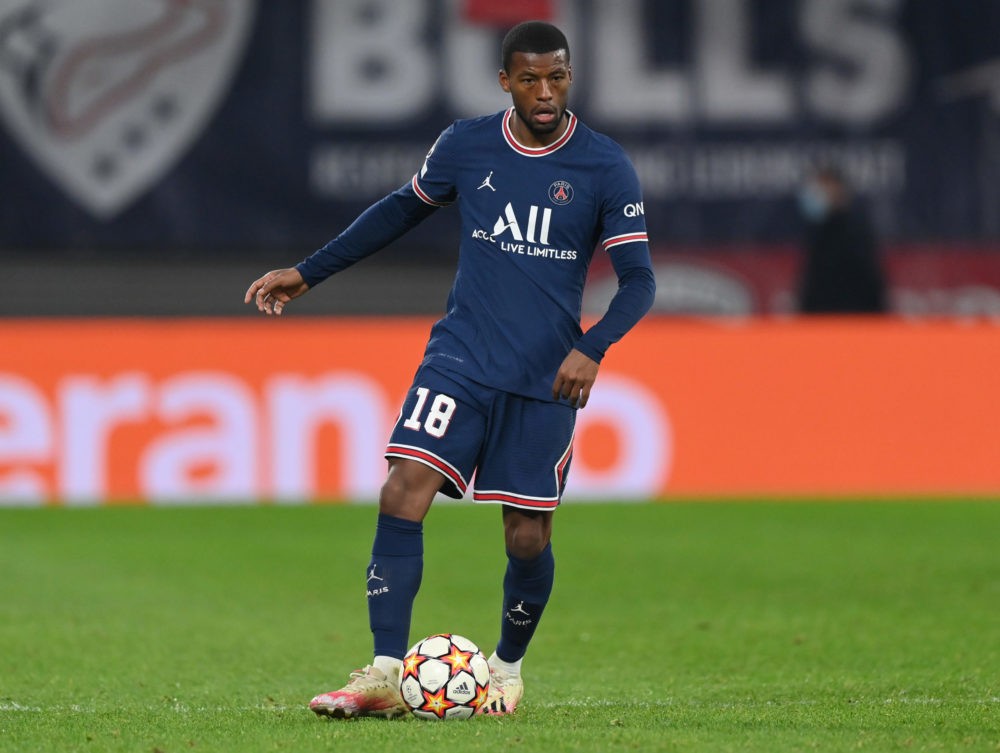 LEIPZIG, GERMANY: Georginio Wijnaldum of Paris in action during the UEFA Champions League group A match between RB Leipzig and Paris Saint-Germain ...