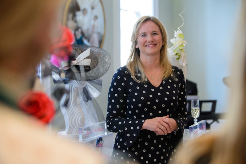 LONDON, ENGLAND - APRIL 11: Juliet Slot makes a speech during the 2019 Royal Ascot Millinery Collective Launch at Fenwick Of Bond Street on April 11, 2019 in London, England. (Photo by Joe Maher/Getty Images for Ascot Racecourse)
