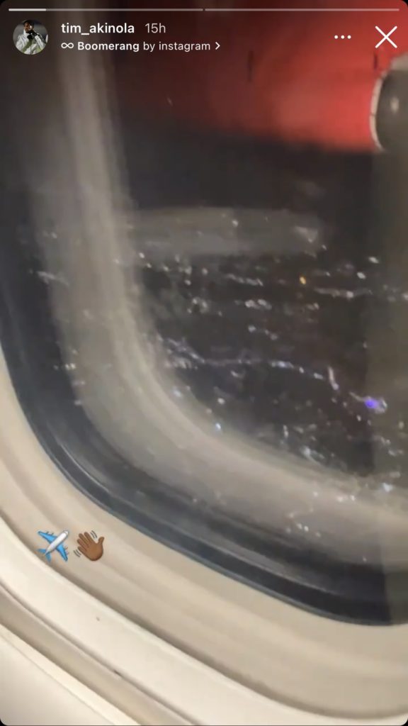 Tim Akinola on plane ahead of Dundee United deadline-day move 3 Tim Akinola posting on his Instagram story