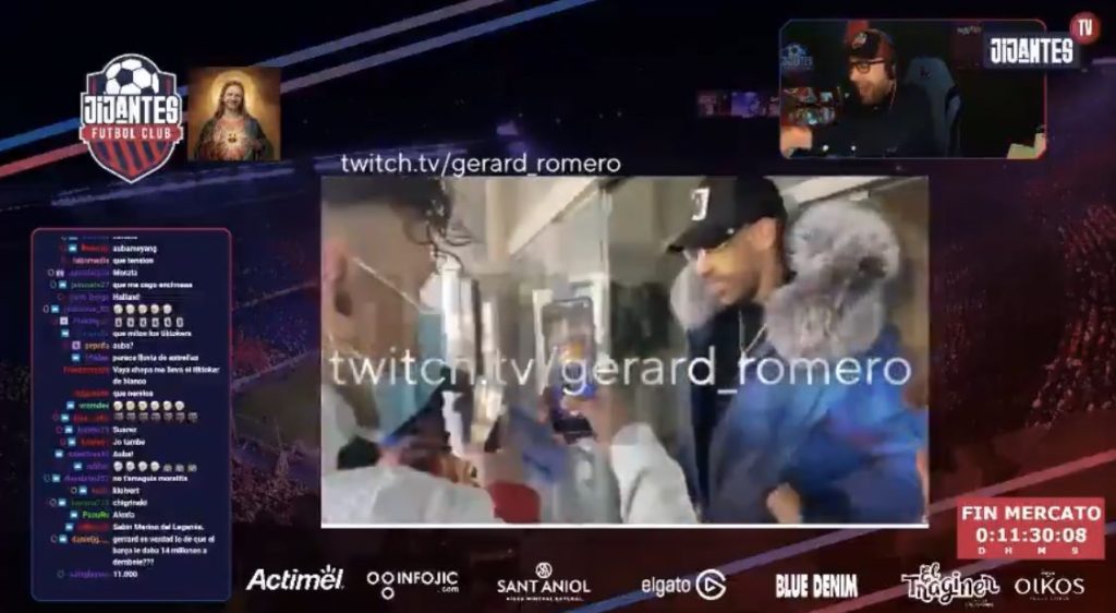 Pierre-Emerick Aubameyang in Barcelona via Gerard Romero's Twitch livestream