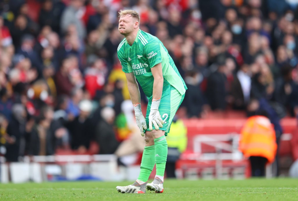 Back-3 again: How Arsenal could line up vs Spurs if the match goes ahead 3 LONDON, ENGLAND - JANUARY 01: Aaron Ramsdale of Arsenal reacts during the Premier League match between Arsenal and Manchester City at Emirates Stadium on January 01, 2022 in London, England. (Photo by Catherine Ivill/Getty Images)
