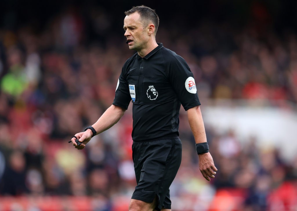 Leaked audio shows why VAR got Bruno Guimaraes red card wrong 3 LONDON, ENGLAND - JANUARY 01: Referee Stuart Attwell during the Premier League match between Arsenal and Manchester City at Emirates Stadium on January 01, 2022 in London, England. (Photo by Catherine Ivill/Getty Images)