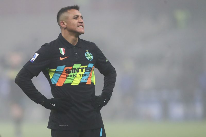 MILAN, ITALY - DECEMBER 22: Alexis Sanchez of FC Internazionale FC reacts during the Serie A match between FC Internazionale and Torino FC at Stadi...