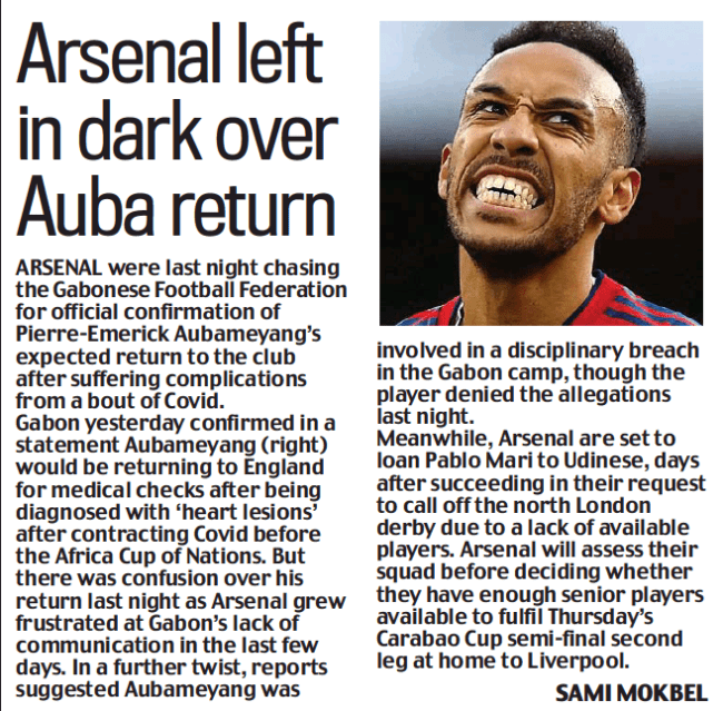 Daily Mail, 18 January 2022