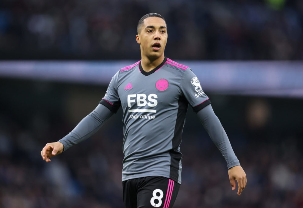 MANCHESTER, ENGLAND: Youri Tielemans of Leicester City during the Premier League match between Manchester City and Leicester City at Etihad Stadium...