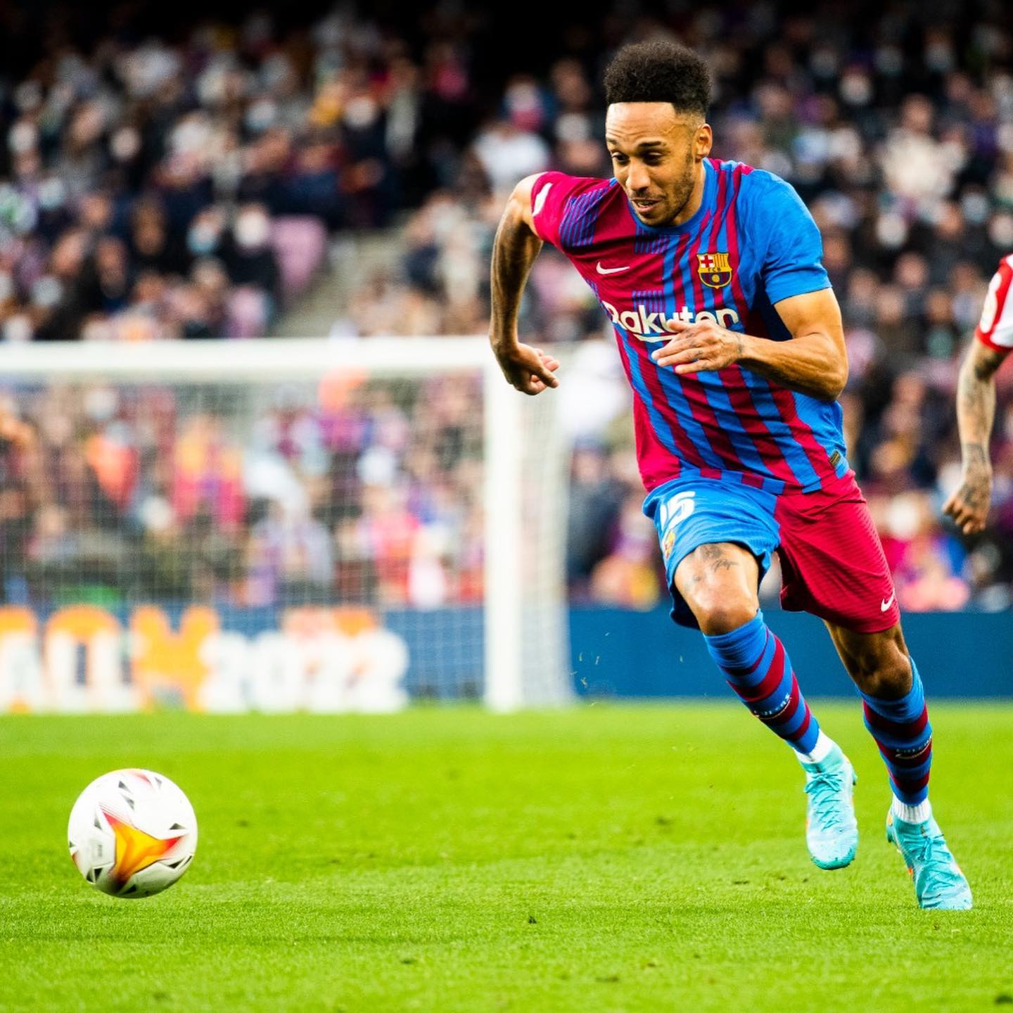 Pierre-Emerick Aubameyang playing for Barcelona (Photo via Aubameyang on Instagram)