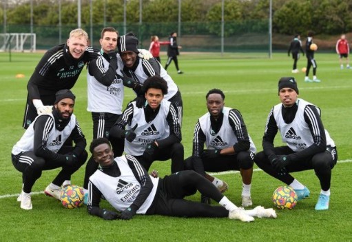 James Olayinka in training with Arsenal (Photo via Olayinka on Instagram)