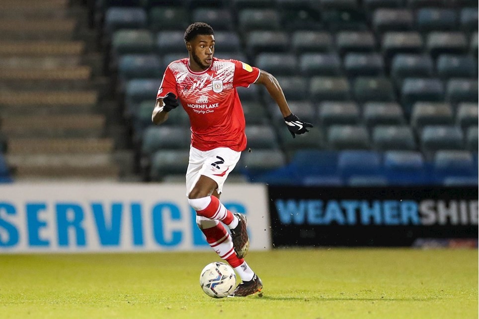 Ryan Alebiosu playing for Crewe Alexandra (Photo via Crewe Alexandra)