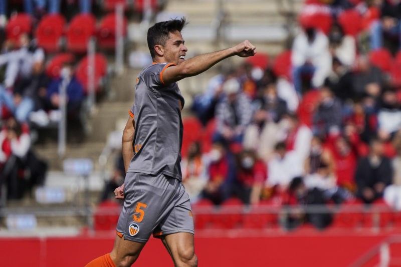 MALLORCA, SPAIN - FEBRUARY 26: Gabriel Paulista of Valencia CF celebrates scoring his team's first goal during the LaLiga Santander match between R...