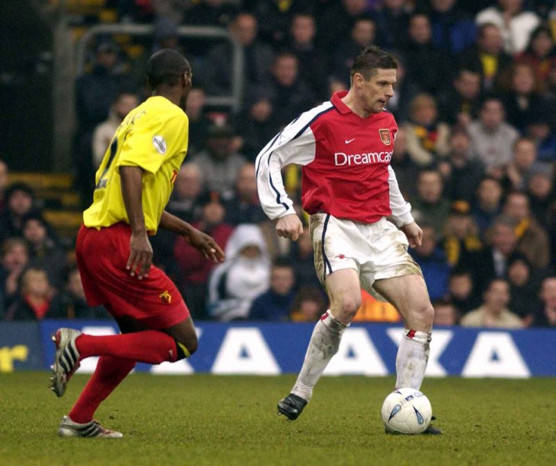 Arsenal include Oleg Luzhny's name in squad as defender returns to Ukraine 2 5 Jan 2002: Oleg Luzhny of Arsenal during the Watford v Arsenal match in the AXA sponsored FA Cup Third Round at Vicarage Road Stadium, Watford. DIGITAL IMAGE. Mandatory Credit: Stu Forster/Getty Images