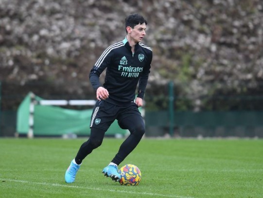 Charlie Patino in training with Arsenal (Photo via Patino on Instagram)