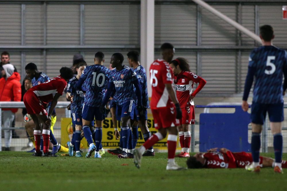 Arsenal u23s during their match against Middlesbrough (Photo via Arsenal Academy on Twitter)