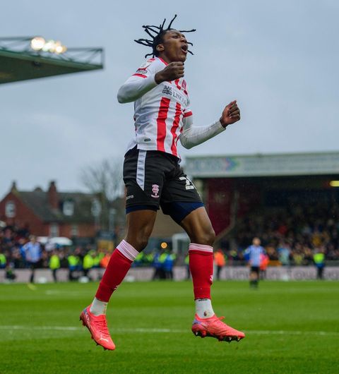 Arsenal loan watch: 13 loanees feature in busy weekend 3 Brooke Norton-Cuffy celebrating his goal for Lincoln City (Photo via Norton-Cuffy on Instagram)